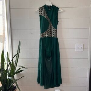 Weissman Elite Dancewear Laxer Cut Emerald Green Competition D10765 Sz LA 12/14